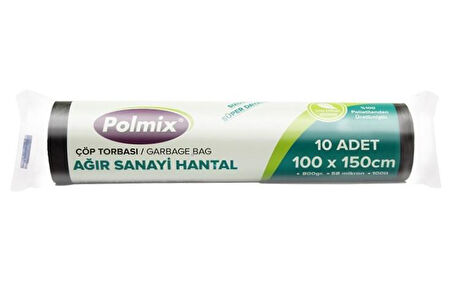 Omnipazr Polmix Ağır Hantal 100x150 cm Çöp Poşeti 10 Rulo 100 Ad 8 Kg Siyah