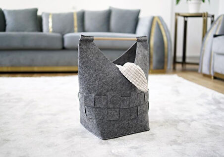 Çocuk Odası Düzenleyici Organizer Kutu Sepet Keçe Gri 105307