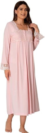 Kadın Pembe Hamile Lohusa Gecelik, L, EF2404EF-86D0018319500