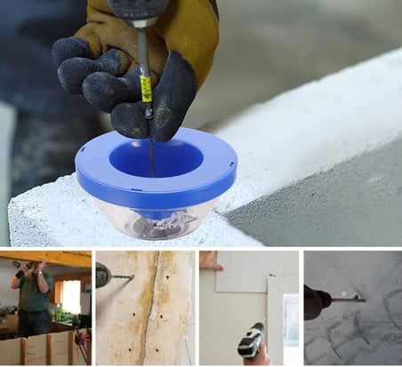 ® Matkap Toz Toplayıcı Aparat – Delme Sırasında Toz Emici Kalkan – 4-10 mm Uyumlu – Darbeye Dayanıklı Kaymaz Plastik – Duvar Tavan Beton Delme İçin Toz Koruma Aparatı