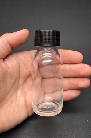 5 Adet 60 ml Kilitli Siyah Kapaklı Şeffaf Detox Shot Şişesi 60 Cc Ginger Şat Beyaz Cam Şişe
