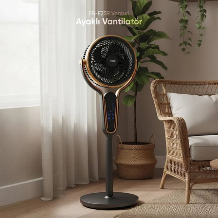 FR-F25R Venturi Kumandalı Ayaklı Vantilatör | 50W | 3 Kademe Hız Ayarlı | 0-12 Saat Zamanlayıcılı | Otomatik Salınımlı | Ev ve Ofis İçin Serinletici Fan