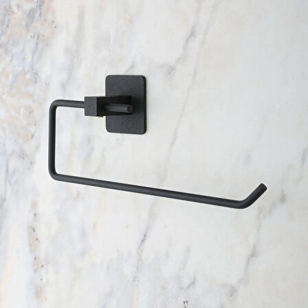 CELİK AVM® Kendiliğinden Yapışkanlı Siyah Paslanmaz Metal Rulo Havluluk Aparat
