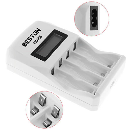 BESTON C9016W LCD EKRAN AA 1800MAH AAA 900MAH EKRANLI SÜPER HIZLI PİL ŞARJ CİHAZI