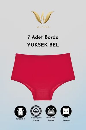 YÜKSEK BEL PAMUKLU KADIN KÜLOT, 7'Lİ PAKET PAMUKLU YUMUŞAK KUMAŞ KADIN KÜLOT