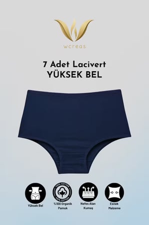 YÜKSEK BEL PAMUKLU KADIN KÜLOT, 7'Lİ PAKET PAMUKLU YUMUŞAK KUMAŞ KADIN KÜLOT