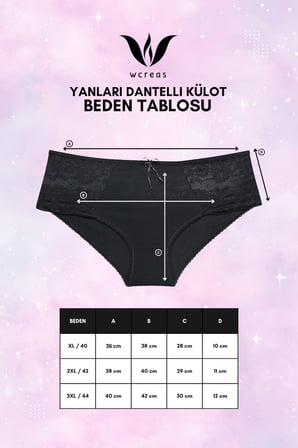 YANLARI DANTELLİ PAMUKLU KADIN BATO KÜLOT, 5'Lİ PAKET PAMUKLU YUMUŞAK KUMAŞ DANTELLİ KÜLOT