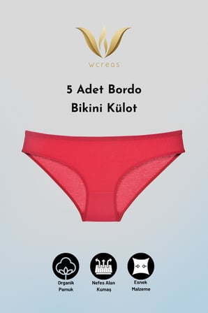 KADIN BİKİNİ KÜLOT, NORMAL BEL PAMUKLU YUMUŞAK KUMAŞ SLİP KÜLOT
