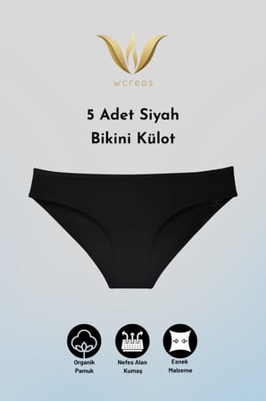 KADIN BİKİNİ KÜLOT, NORMAL BEL PAMUKLU YUMUŞAK KUMAŞ SLİP KÜLOT