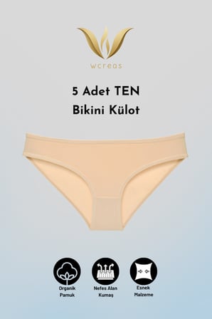 KADIN BİKİNİ KÜLOT, NORMAL BEL PAMUKLU YUMUŞAK KUMAŞ SLİP KÜLOT