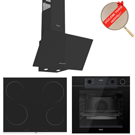 Ferre FryArt&Buharlı Fırın Grano FlowArt Elektrikli 3'lü Siyah Ank. Set (D086 + MS261 + QEP64CS)
