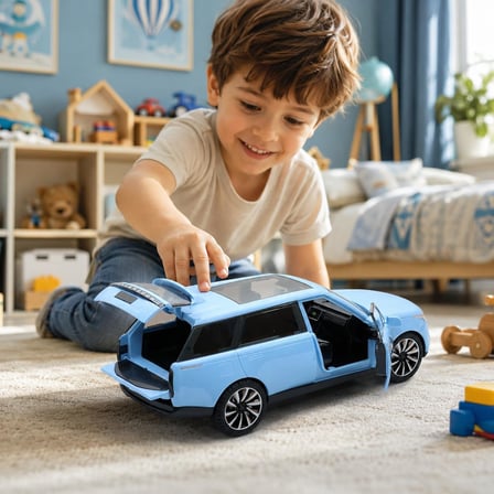 Sürtmeli Sesli ve Işıklı Lüx Oyuncak Araba, Kapıları ve Bagajı Açılan SUV Model Araç, Gerçekçi Detaylı Prestij Araba Oyuncağı, Çocuklar İçin Sürtmeli Model Araba VRD10713 (MAVİ)