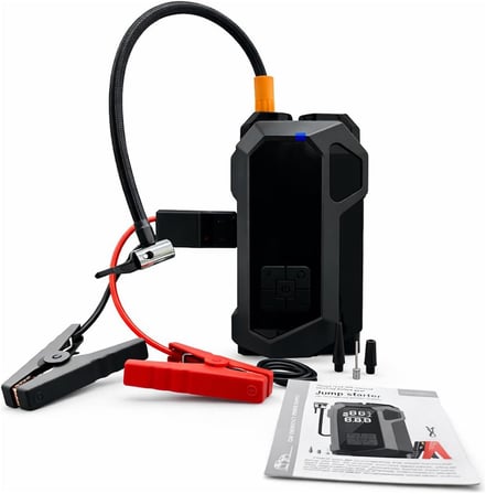 Akü Takviye Cihazı 4’ü 1 Arada Jump Starter 150 PSI Hava Kompresörü Powerbank &amp; LED Fener Taşıma Çantalı