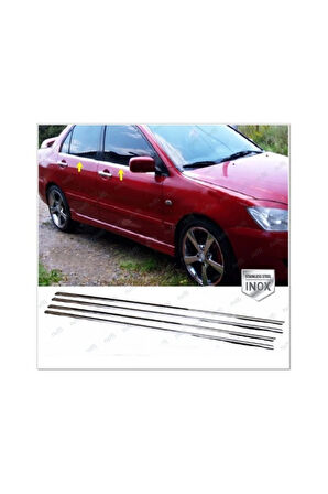 Mitsubishi Lancer Uyumlu Krom Cam Çıtası 4 Parça 2000-2007 Arası Paslanmaz Çelik
