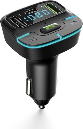PDAteknoloj F9 Araç Fm Transmitter 5.3 Bluetooth Araç Kiti Usb Type-C Hızlı Şarj Çıkışlı Çakmaklık Girişli (F9)
