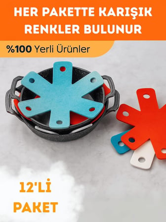 Renkli Kalın Tencere Tava Borcam Koruyucu Çizdirmez Elyaf Keçe 12'li 3 Ölçü Tava Koruyucu Çizdirmez