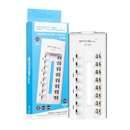 Efcell M8 AA/AAA 8'li Pil Şarj Cihazı