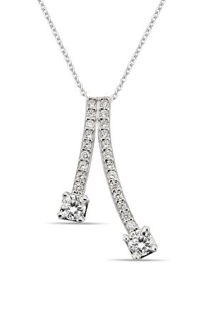 Zirkon Taşlı 925 Ayar Gümüş Modern Kolye - N031901
