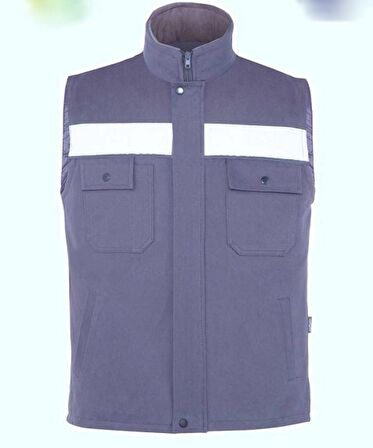İş Takımı 7/7 Gabardin Gri %100 Pamuk Kapitoneli Reflektörlü