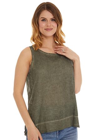 Haki Kolsuz Poplin Bluz 