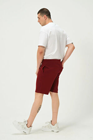 Erkek Regular Fit 3 İplik Kumaş Şort Bordo