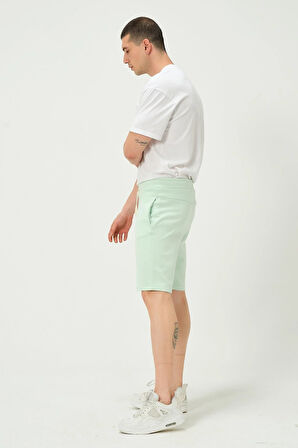 Erkek Regular Fit 3 İplik Kumaş Şort Su Yeşili