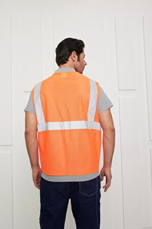 Orange Safety Mühendis Tipi Fileli İkaz Yeleği