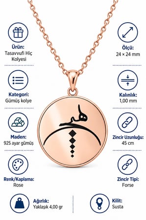 Tasavvufi Hiç Kolyesi 925 Ayar Gümüş - Rose
