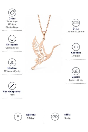 Turna Kuşu 925 Ayar Gümüş Kolye – Rose Renk