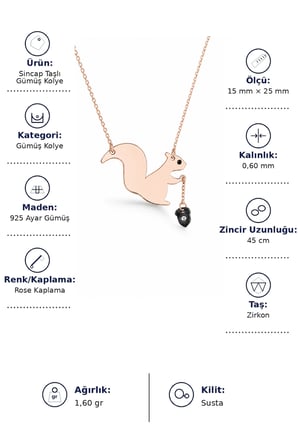 Sincap Taşlı Gümüş Kolye - Rose