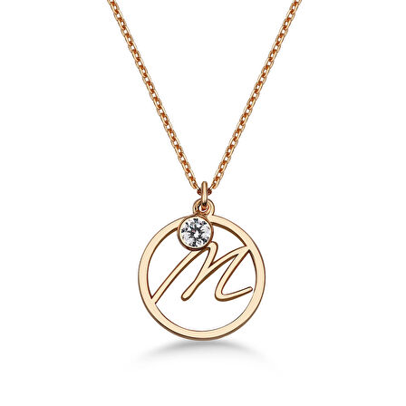 Taşlı Çember M Harf kolye