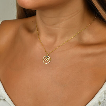 Taşlı Çember M Harf kolye