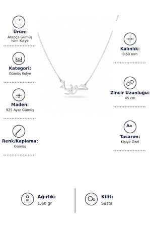 Arapça İsim Kolye - Gümüş