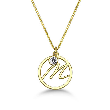 Taşlı Çember M Harf kolye