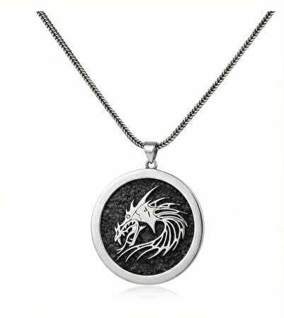 Ateşin Hükümdarı EJDARHA: 925 Ayar Oksitli Gümüş Erkek Kolye