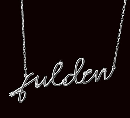 Yeni Trend Taşlı Gümüş İsim Kolye