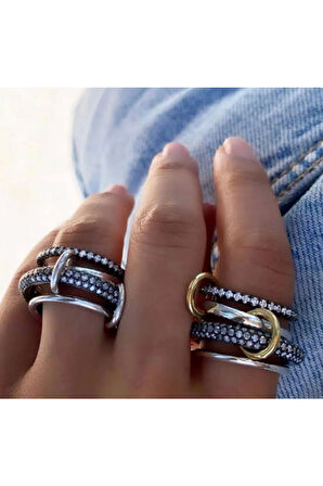 925 Ayar Çoklu Tarz Gümüş Yüzük