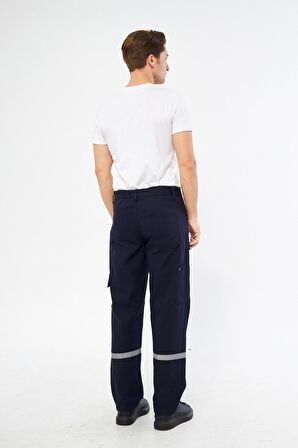 İş Pantolonu 7/7 Gabardin %100 Pamuk Reflektörlü Kargo Cepli