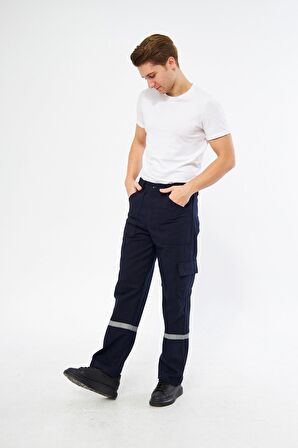 İş Pantolonu 7/7 Gabardin %100 Pamuk Reflektörlü Kargo Cepli