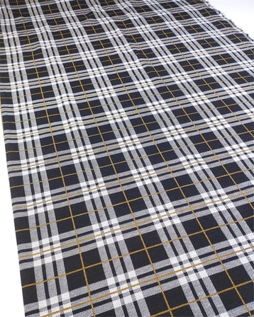 Siyah Gri Hardal Ekoseli Dolgun Esnek Jakarlı Örme Kumaş Hırkalık & Kazaklık 160x220cm