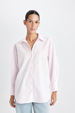 DeFacto Oversize Geniş Kalıp Basic Düz Oxford Uzun Kollu Gömlek C4597AX24AUPN633