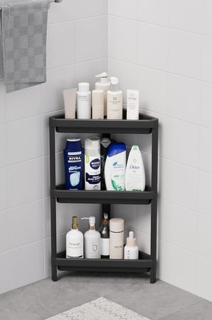 3 Katlı Üçgen Plastik Beyaz Banyo Mutfak Rafı MIT1059