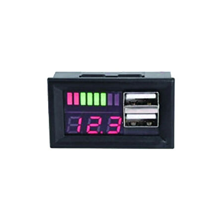 DİJİTAL VOLTMETRE USB ÇIKIŞLI AKÜ GÖSTERGELİ DC 12V