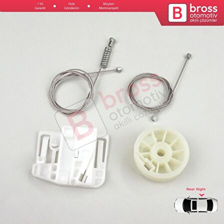 Renault Megane MK2 2002-2008 4/5 Kapı 82000280068 İçin Arka Sağ Kapı Cam Kriko Tamir Seti