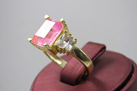 Pembe Topaz Taşlı Gümüş Yüzük 4300317