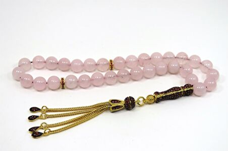 8 mm Küre Kesim Pembe Kuvarz Taşı Tesbih 4300328