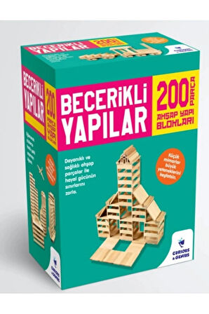 🧱 Becerikli Yapılar 200 Parça Ahşap Yapı Blokları - Yaratıcılığı ve Motor Becerilerini Geliştiren Set