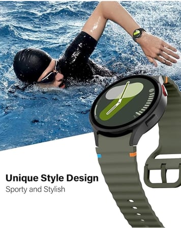 - Samsung ile uyumlu Galaxy Watch 4 5 6 7 FE 40 40 44 Classic 42 43 46 47 mm Kordon Dekoratif Örgü Çizgili Spor S
