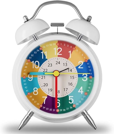Eğitici Çocuk Alarm Saati | Renkli Öğretici Saat 12/24 Sistem Sessiz Mekanizma Kolay Okuma