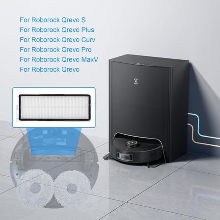 Roborock Qrevo S/Qrevo Plus/Qrevo Curv/Qrevo Pro/Qrevo MaxV/Qrevo için 4 adet yedek HEPA filtre, Roborock filtre, robot elektrikli süpürge filtre aksesuar seti, Roborock için yedek parçalar